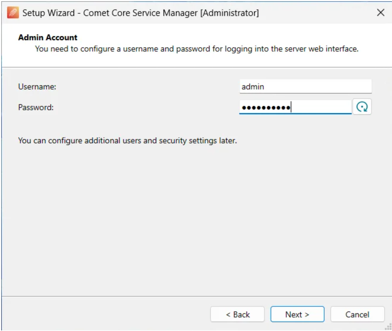 Admin Setup Screenshot